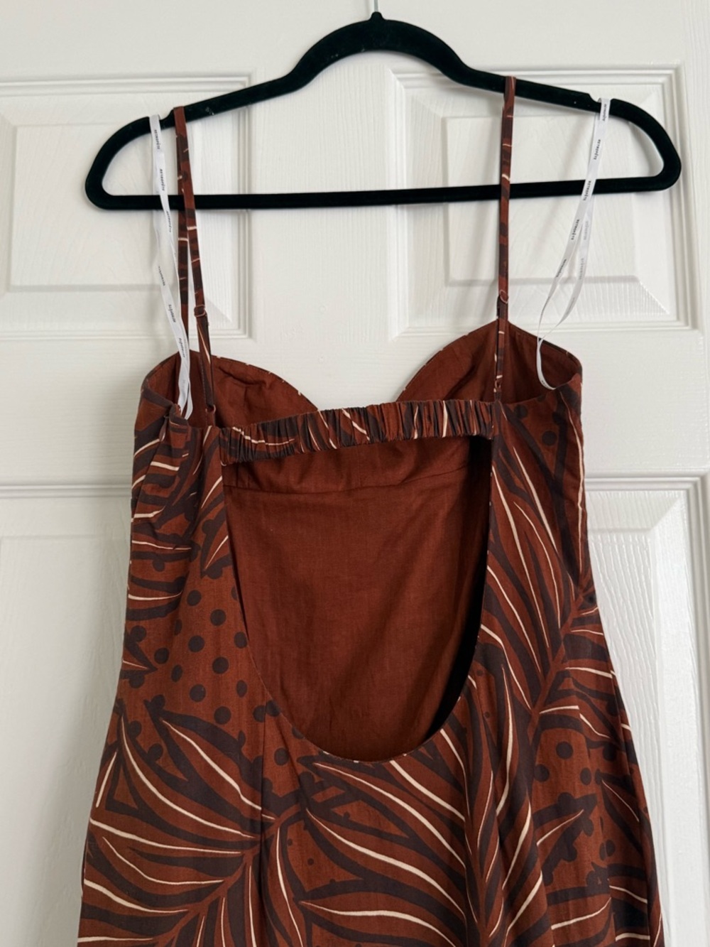 Retrofete Starla Polka Dot Botanical Leaves Maxi Dress Brown - Picture 6 of 9